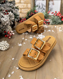 Sandalia Slide Doble Hebilla Dorada – Bona
