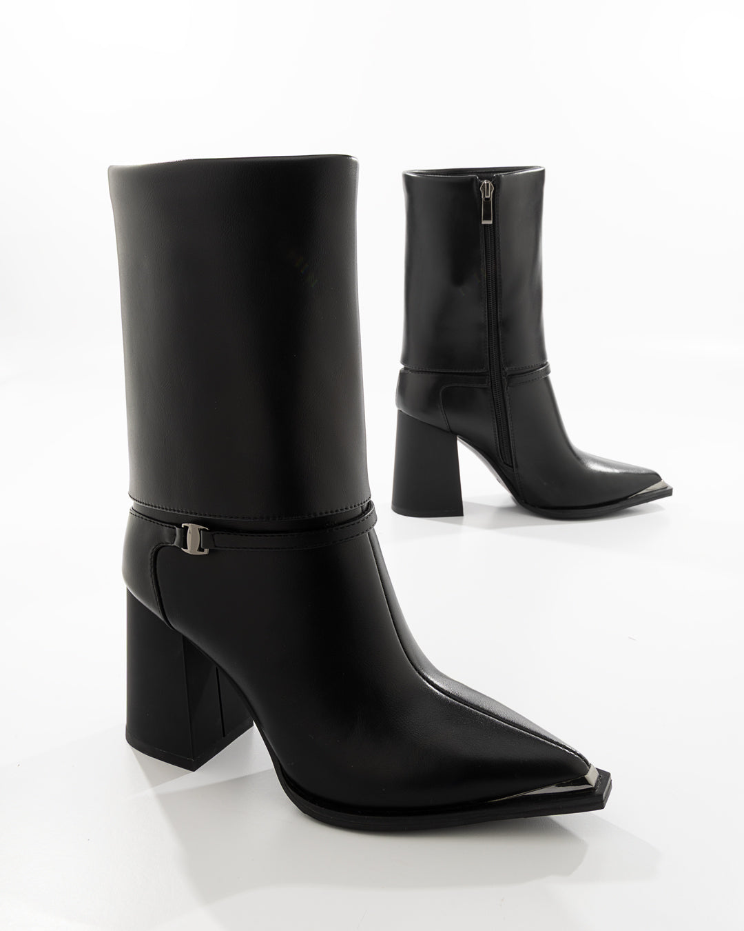 Bota Western Tacón Bloque Puntera Dorada