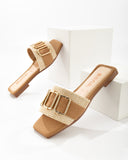 Sandalia Rectangular Dorada – Bona