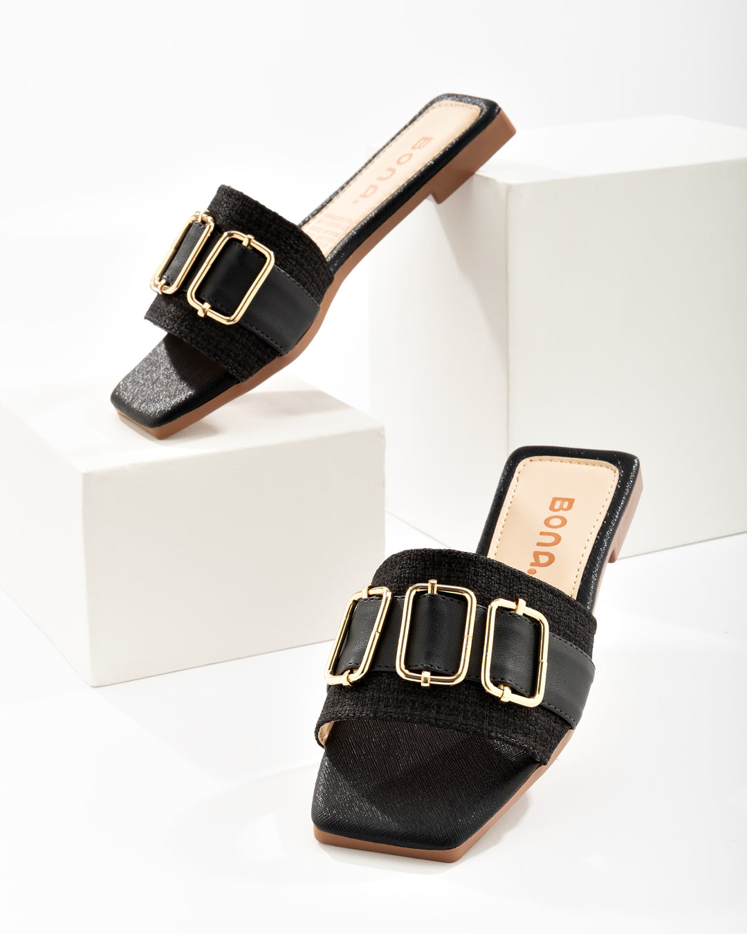 Sandalia Rectangular Dorada – Bona