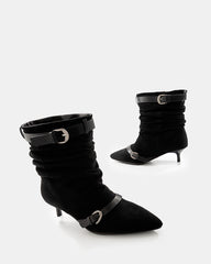 Bota Caña Fruncida Tacón Punta